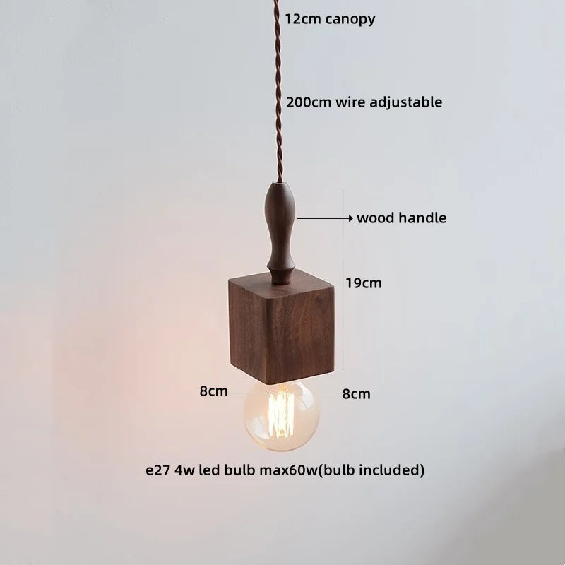 Helnys Ceramic Wood Copper LED Pendant Light Stair Bar Bedroom Cafe Hanging Lamp