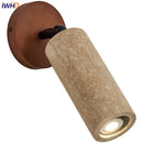 Helnys Round Canopy LED Wall Light Yellow Travertine Stone Bedside Lamp