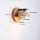Helnys Black Iron LED Wall Light Fixture Nordic Modern Wood Bedside Lamp