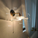 Helnys Glass Wall Light with Pull Chain Switch and LED Plug-in for Bedroom Lighting