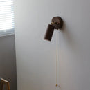 Nordic Modern LED Wall Lamp Walnut Pull Chain Switch Rotate Bathroom Light Helnys