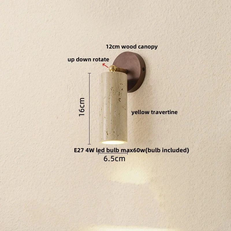 Helnys Copper LED Wall Lamp - Modern Nordic Design with Yellow Travertine & Wood