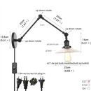 Helnys Black Industrial Loft Swing Arm Wall Light Fixtures Glass Pull Chain Switch Lamp