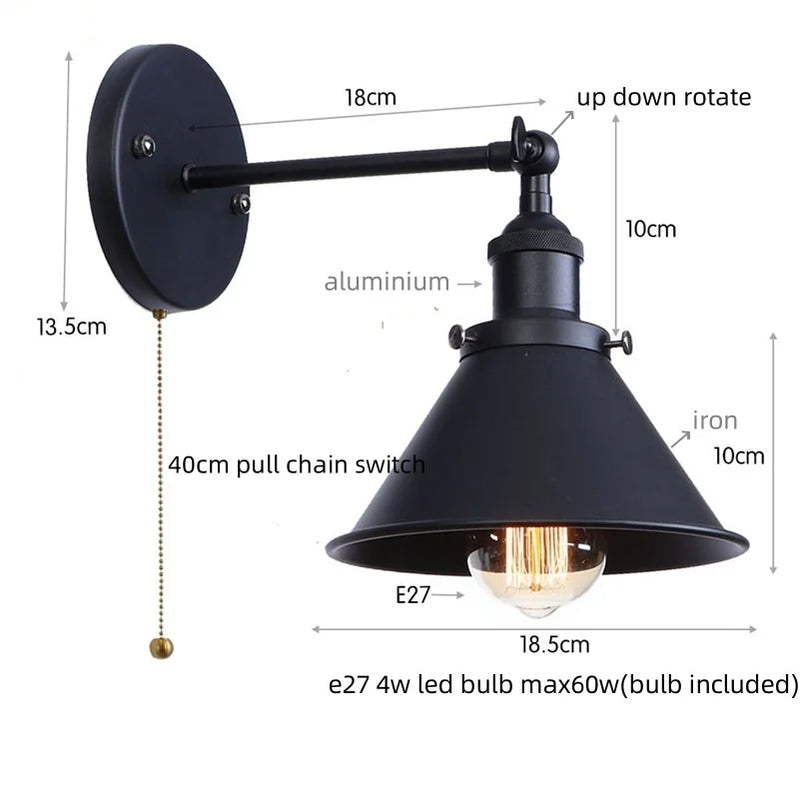 Helnys Industrial LED Wall Lamps for Bathroom Mirror Stair Light Dinning Room Home Decor