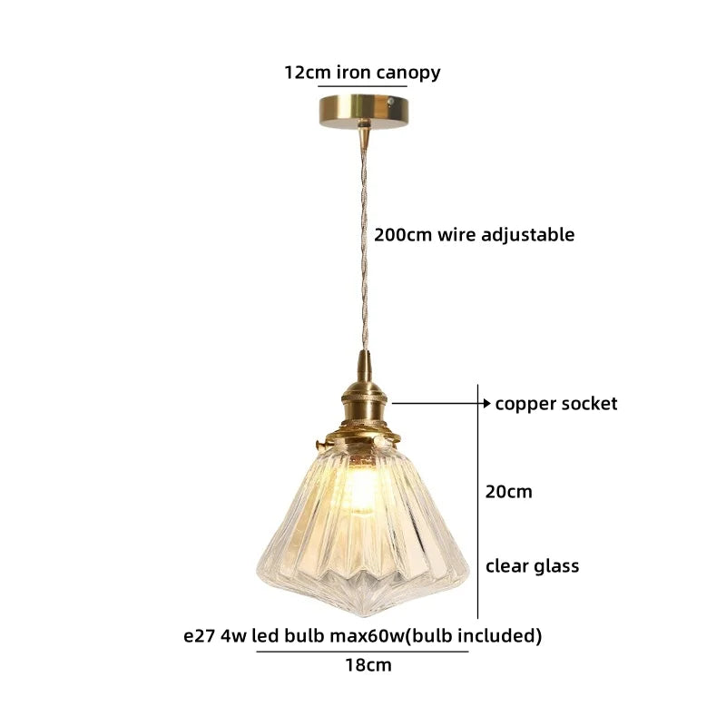 Helnys Crystal Glass LED Pendant Lights - Japan Style Hanging Lamp Fixtures