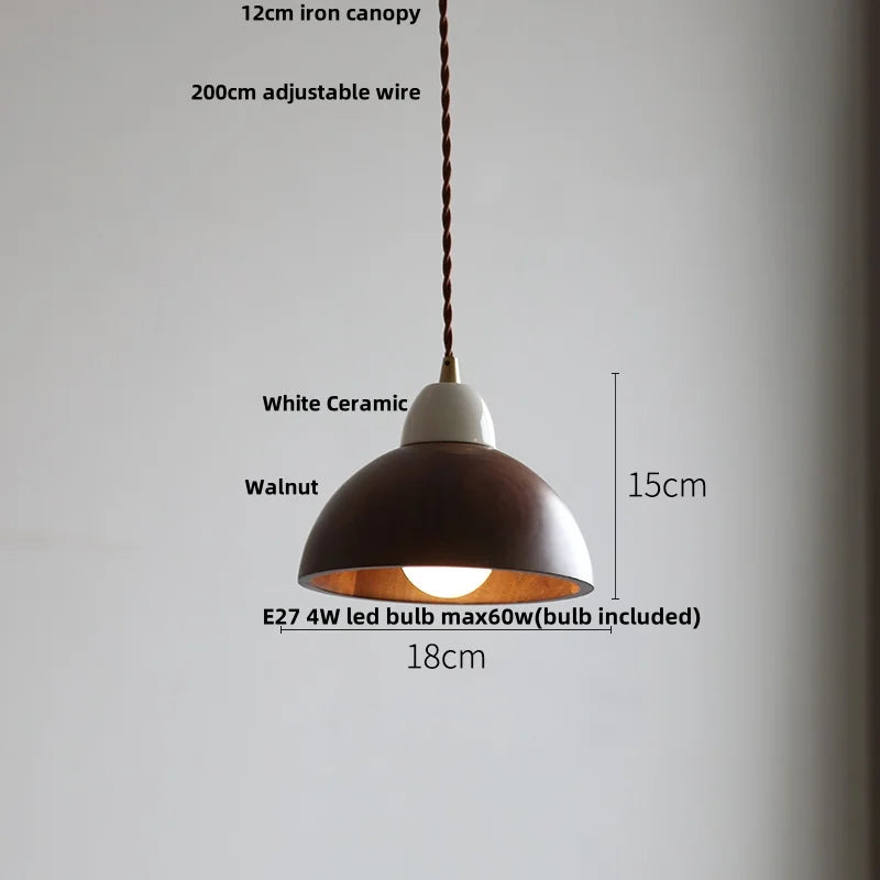 Helnys Nordic LED Pendant Lamp with White Ceramic Shade ~ Modern Adjustable Hanging Light