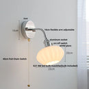 Helnys White Ceramic LED Wall Light Adjustable Modern Pull Chain Switch Bedside Lamp