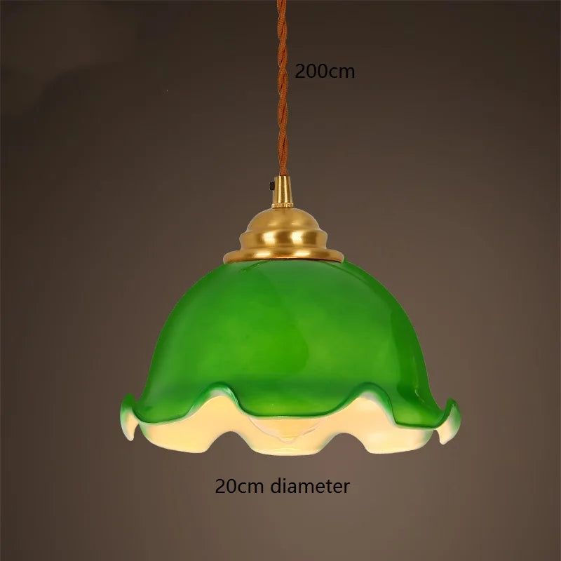 Helnys Vintage Copper Socket Pendant Lamp with Green Glass - 2023 Edition