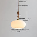 Helnys White Ceramic LED Pendant Lights with Ash Wood Detail - Modern Nordic Design