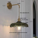 Helnys Amber Vintage LED Glass Wall Light Fixture with Pull Chain Switch