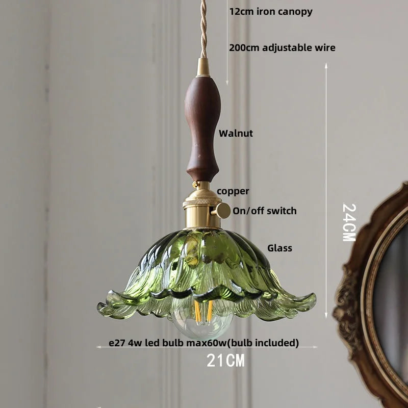 Helnys Nordic Glass Copper LED Pendant Light Fixture Modern Hang Lamp