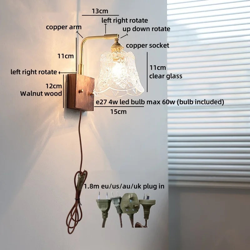 Helnys Clear Glass LED Wall Light Fixture for Modern Nordic Design