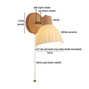 Helnys Japanese Style LED Wall Light Fixture Ceramic Wood Bedside Lamp