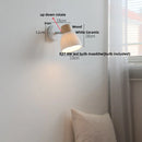 Helnys Wood White Ceramic Wall Lights - Pull Chain Switch LED Mirror Light