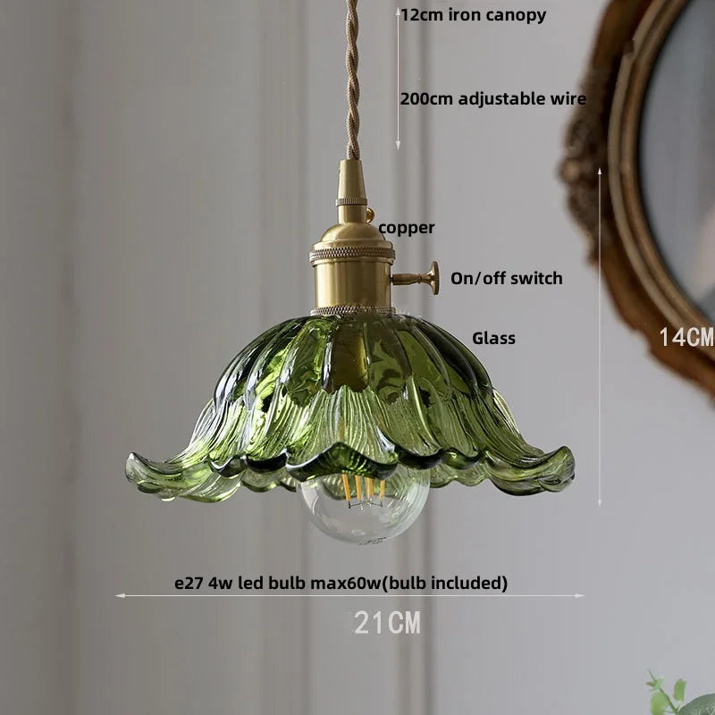 Helnys Nordic Glass Copper LED Pendant Light Fixture Modern Hang Lamp