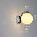 Helnys Nordic Milky Glass Ball LED Wall Sconce - Modern Iron Bedroom Living Room Mirror Light