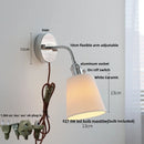 Helnys White Ceramic LED Wall Light Adjustable Modern Pull Chain Switch Bedside Lamp