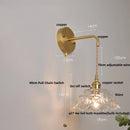 Helnys Glass LED Wall Light Fixture Modern Rotate Clear Glass Bedside Lamp