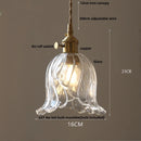 Helnys Clear Leaf Glass LED Pendant Lamp with Copper Knob Switch