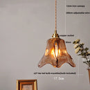 Helnys Wood Amber Glass LED Pendant Light Fixture - Nordic Modern Hanging Lamp