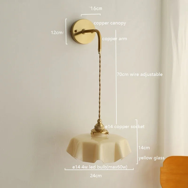 Helnys Pink Glass LED Wall Sconce | Nordic Modern Bedroom Living Room Lamp