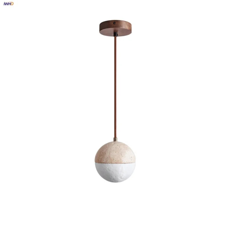 Helnys Yellow Travertine LED Pendant Light - Nordic Modern 3D Painting Shade