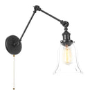 Helnys Vintage Industrial LED Wall Lamp with Pull Chain Switch and Clear Glass