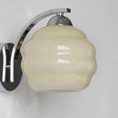 Helnys Nordic LED Wall Sconce with Switch, White Beige Glass, E27 Bulb, Bathroom Lights