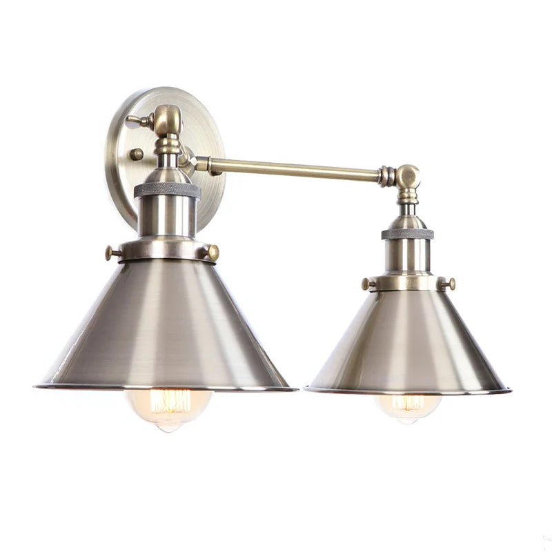 Helnys Loft Plug In 2 Head LED Wall Lights for Bedroom Mirror Industrial Style