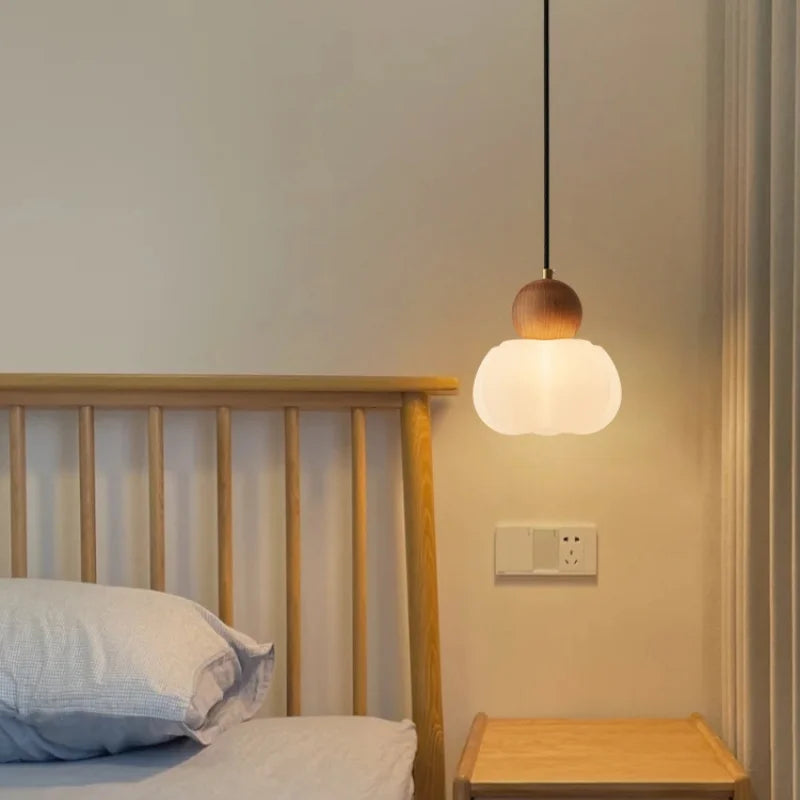 Nordic LED Pendant Lamp White Wood Chandelier Helnys Brand
