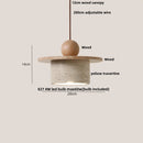 Helnys White PE Lampshade LED Pendant Lamp Yellow Travertine Globe Wood Hanging Lights