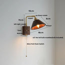 Helnys Walnut Wood LED Wall Sconce with Pull Chain Switch