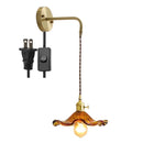 Helnys Amber Glass LED Wall Sconce for Living Room, Bedroom, Bar - Copper Wall Lamp