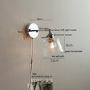 Helnys Clear Glass Silver LED Wall Sconce Iron Arm Adjustable E26 E27 Socket