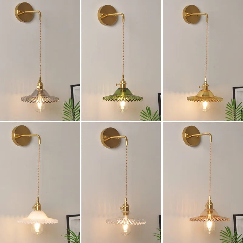 Helnys White Glass LED Wall Lamp with Pull Chain Switch - Nordic Modern Design