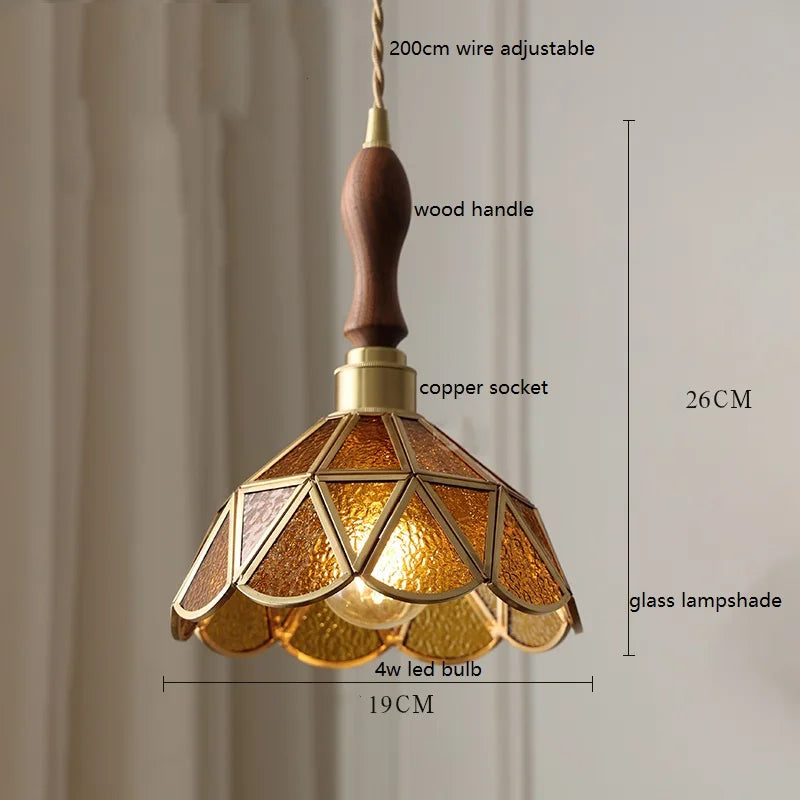 Helnys Butterfly Glass Copper LED Pendant Lamp for Home Indoor Decor