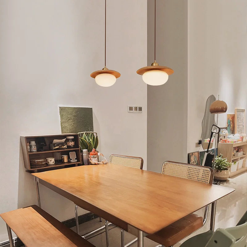 Helnys White Glass LED Pendant Lamp - Nordic Modern Living Room Decor
