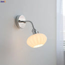 Helnys Adjustable Arm LED Wall Sconce White Glass Ball Mirror Stair Light