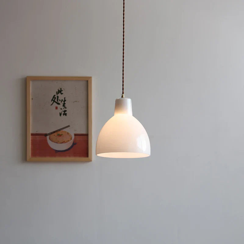 Helnys White Glass E27 LED Pendant Light Fixture Adjustable Hanging Lamp - Nordic Modern
