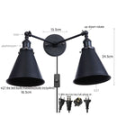 Helnys Loft Plug LED Wall Lamps 2 Heads Industrial Silver Vintage Lighting