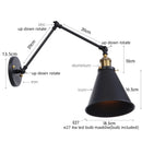 Helnys Iron Gold LED Wall Lamp with Long Arm Pull Chain Switch