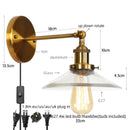 Helnys Vintage Industrial LED Wall Lamp Clear Glass Gold Bedside Light