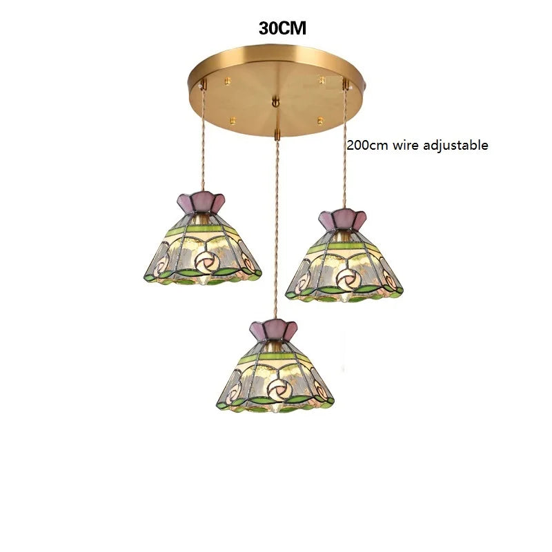 Helnys Flower Glass Copper Hanging Lamp: Nordic Modern LED Pendant Light