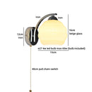 Helnys Nordic LED Wall Sconce with Switch, White Beige Glass, E27 Bulb, Bathroom Lights