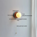 Helnys Nordic LED Wall Sconce Walnut Glass Ball Pull Chain Switch Wall Light