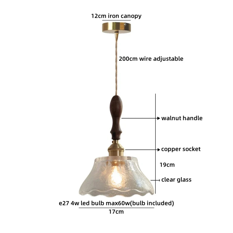 Helnys Clear Glass LED Pendant Light - Minimalist Circular Coffee Loft Hanging Lamp