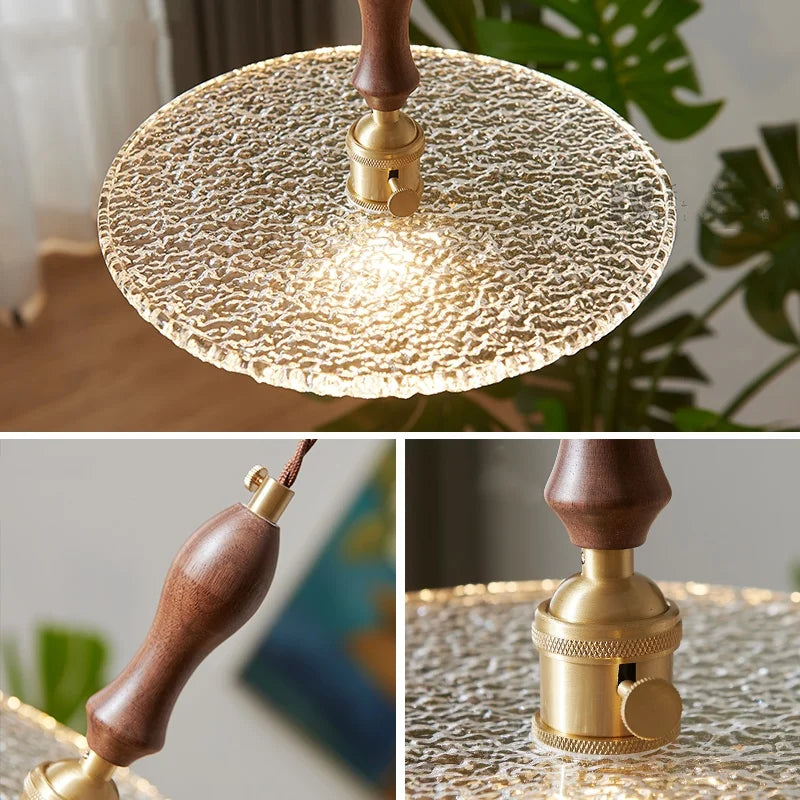 Helnys LED Pendant Lamp Walnut Copper Glass Luminaire Suspendisse