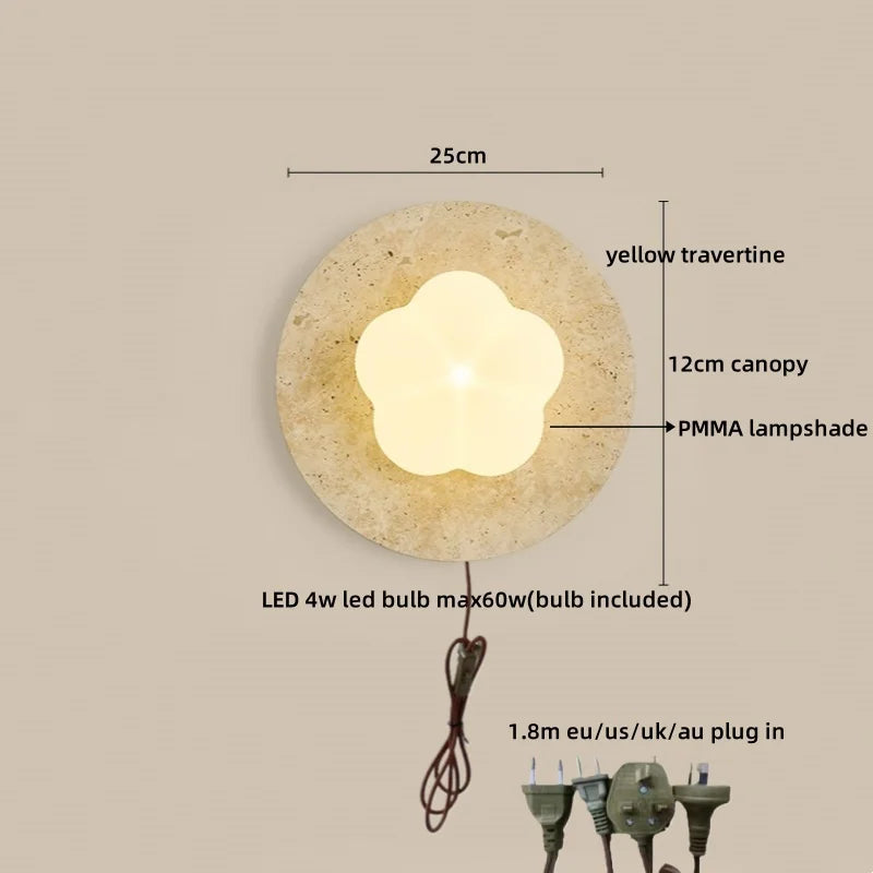 Helnys Yellow Stone LED Wall Sconce Modern Nordic Bathroom Light