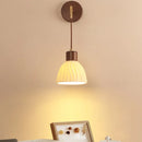 Helnys Adjustable LED Wall Light Fixture Ceramic Wood Base Bedside Lamp