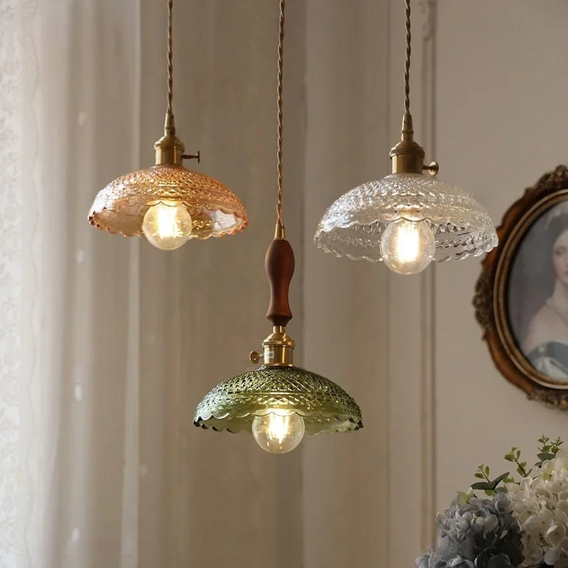 Helnys Flower Glass Pendant Lamp LED Modern Nordic Dining Bar Counter Light